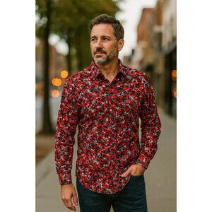 John Lennon Multicolored Button Up Long Sleeve Shirt Medium EUC